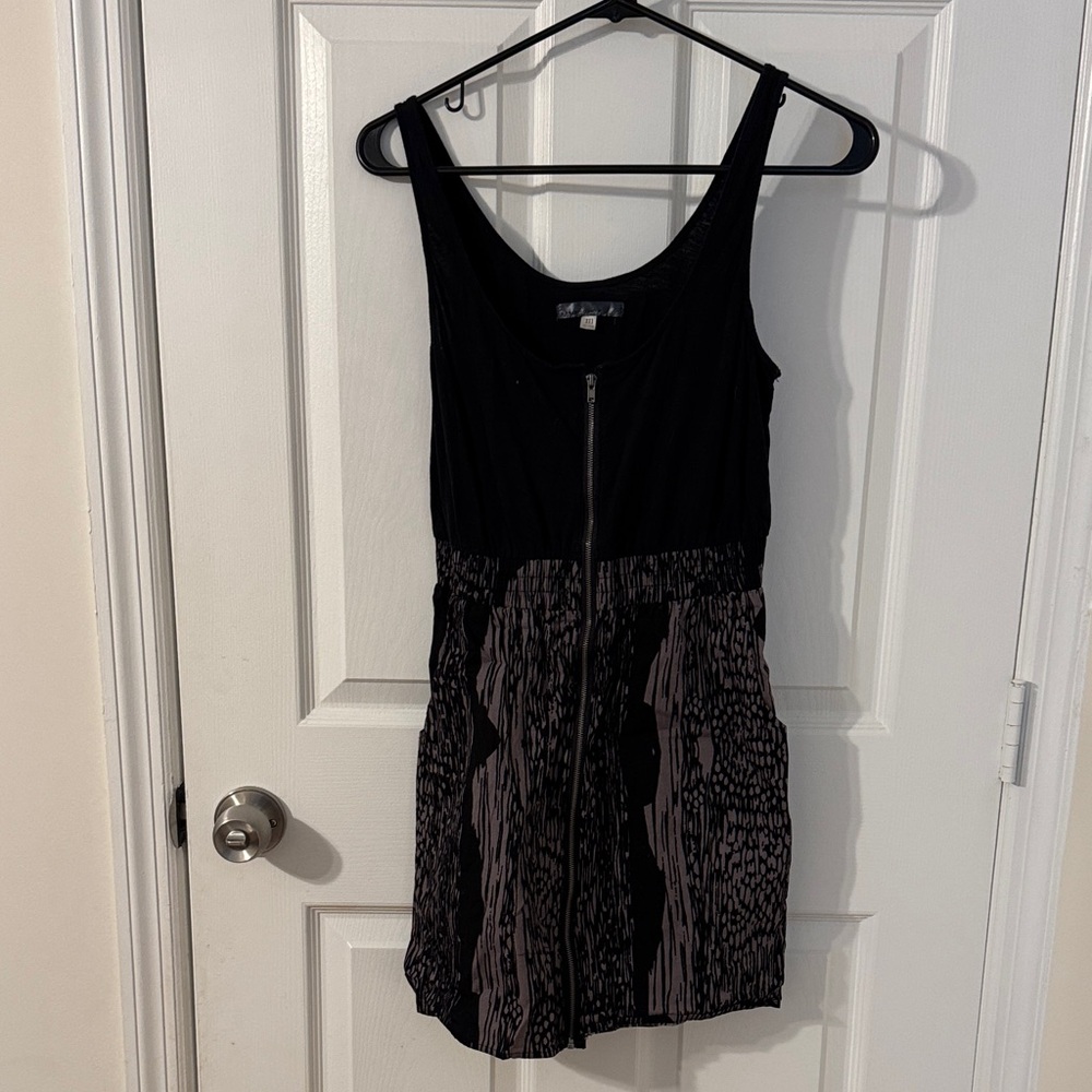 Sound & Matter Black Tank Dress with Patterned Charcoal Skirt